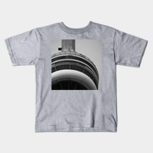 CN Tower in Black and White Kids T-Shirt